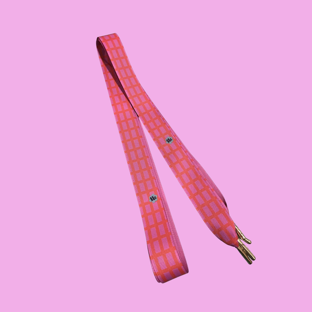 Pink/Orange Plaid Shoelaces 45"