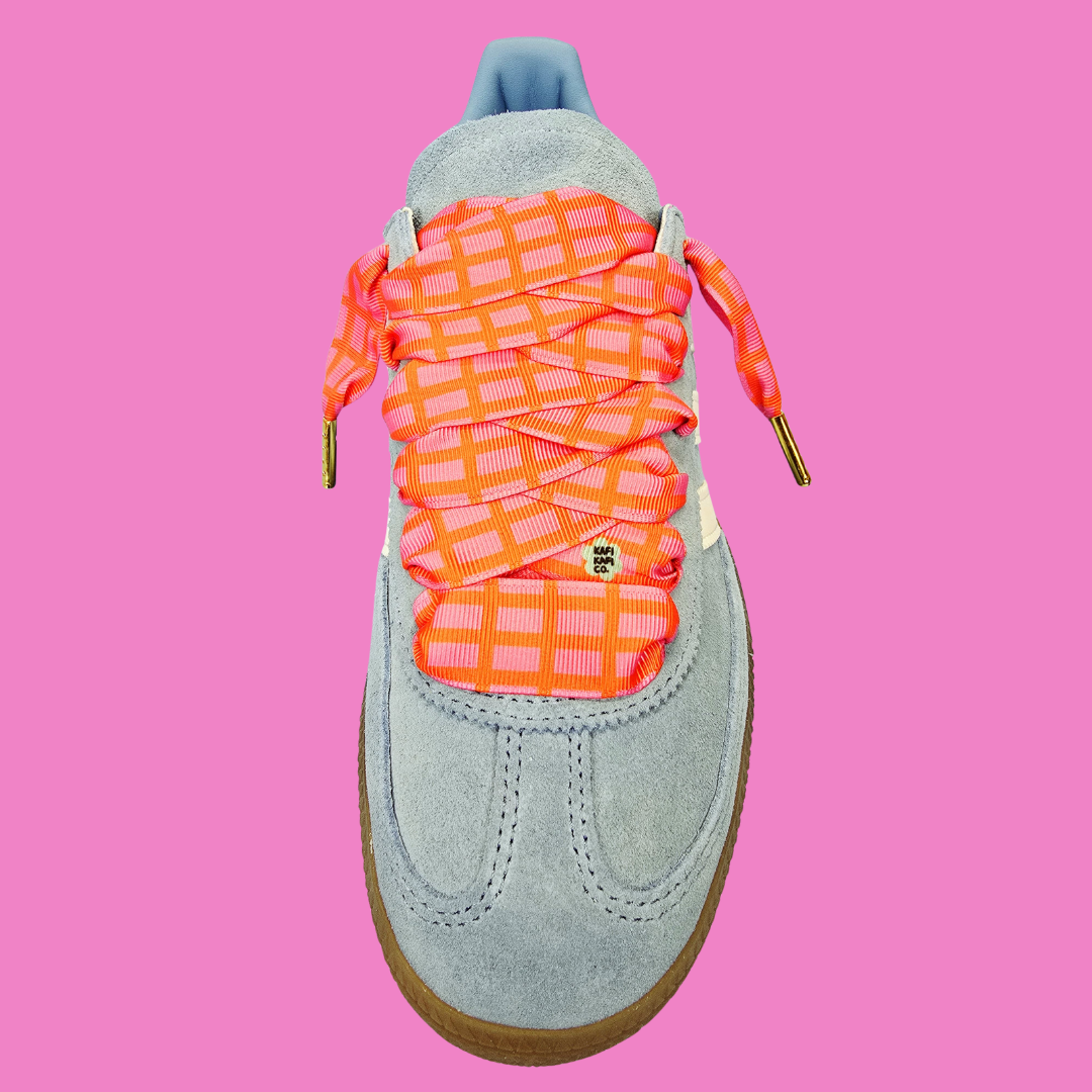 Pink/Orange Plaid Shoelaces 54"